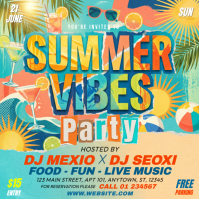 Orange Joyful Summer Vibes Party Instagram Post template
