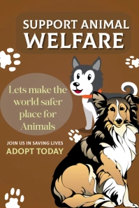 Orange Joyful Support Animal Welfare Poster template
