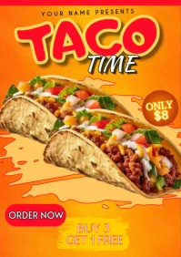 Orange Joyful Taco Sales Design Flier A5 template