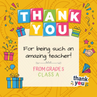 Orange Joyful Teacher Appreciation Square Kwadrat (1:1) template