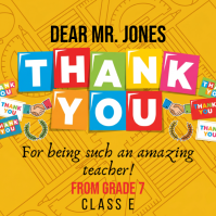 Orange Joyful Teacher Appreciation Square Isikwele (1:1) template