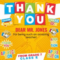Orange Joyful Teacher Appreciation Square Kvadrat (1:1) template