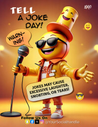 Orange Joyful Tell A Joke Day Flyer (us Lette template