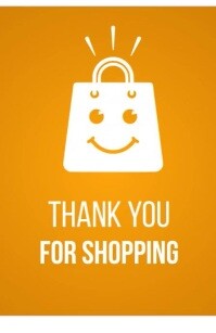 Orange Joyful Thank You For Shopping” Sign – Orange Background With Smiling Bag Icon And Arrow For C 小报 template