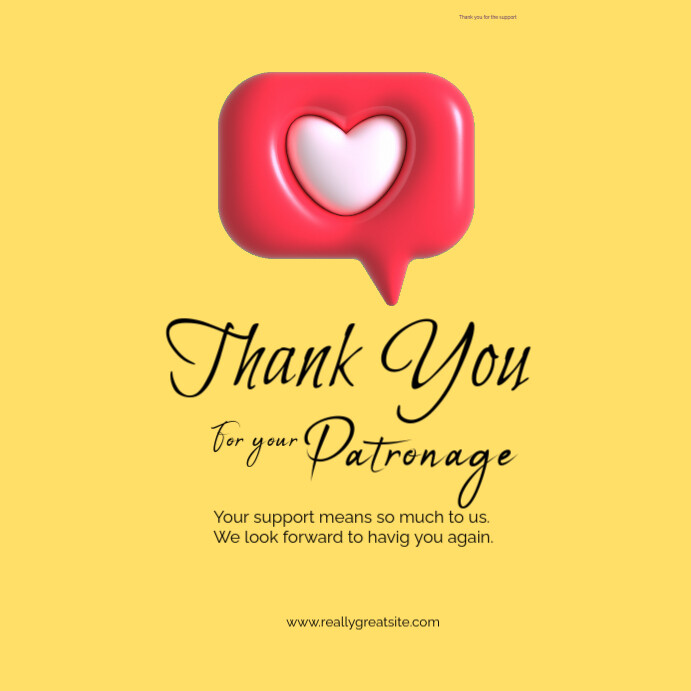 Orange Joyful Thank You For Your Patronage Card Instagram Post Template ...