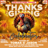 Orange Thanksgiving Celebration Wpis na Instagrama Template