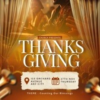 Orange Church Thanksgiving Service Wpis na Instagrama Template