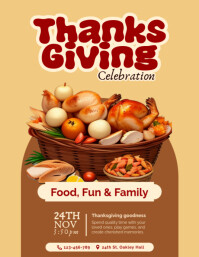 Orange Joyful Thanksgiving Flyer (us Letter) 传单(美国信函) template