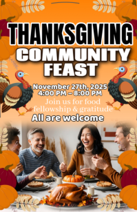 Orange Thanksgiving Community Feast แทบลอยด์ Template