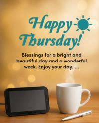 Orange Joyful Thursday Greetings Instagram Portrait template