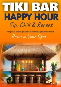 Orange Joyful Tiki Bar Happy Hour A2 template