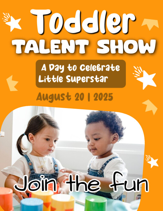 Orange Joyful Toddler Talent Show Flyer (us Letter) template