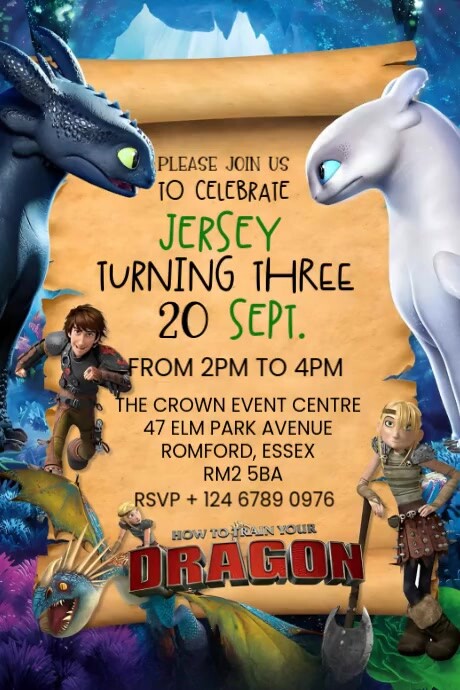 Copy of Orange Joyful Toothless Birthday Invites Poster | PosterMyWall
