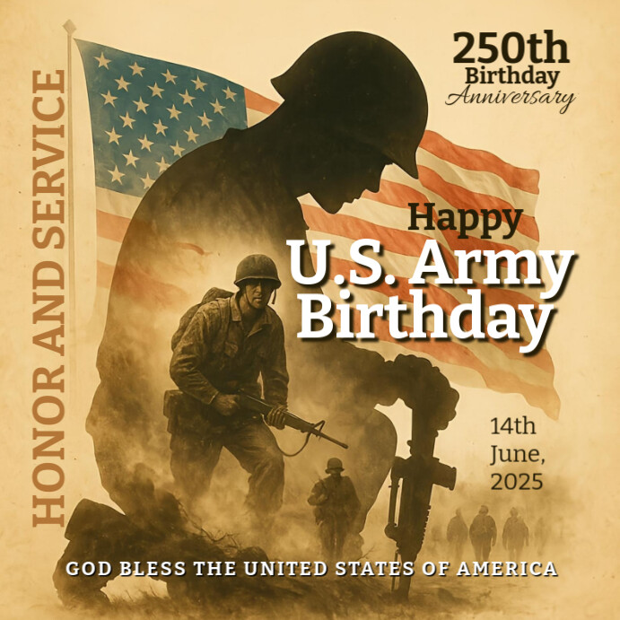 Orange Joyful U.s.a Army Birthday Instagram Post Instagram-opslag template