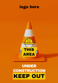 Orange Joyful Under Construction A3 template