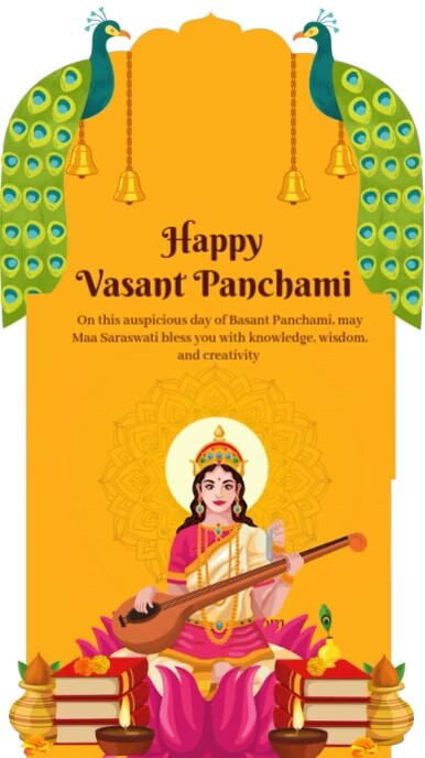 Orange Joyful Vasant Panchami  Instagram Story Instagram-verhaal template