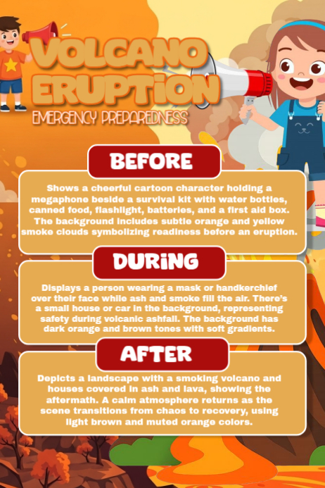 Orange joyful volcano eruption poster Template | PosterMyWall