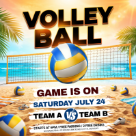 Orange Joyful Volleyball Match Instagram Post Iphosti le-Instagram template
