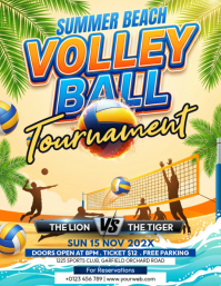 Orange Joyful Volleyball Tournament Flyer template
