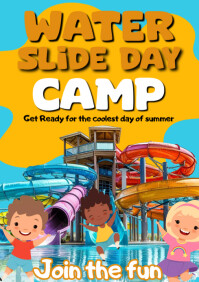 Orange Joyful Water Slide Day Camp A1 template