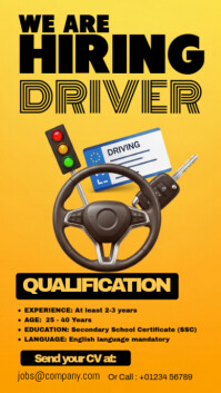 Orange Joyful We Are Hiring Driver Instagram Story template