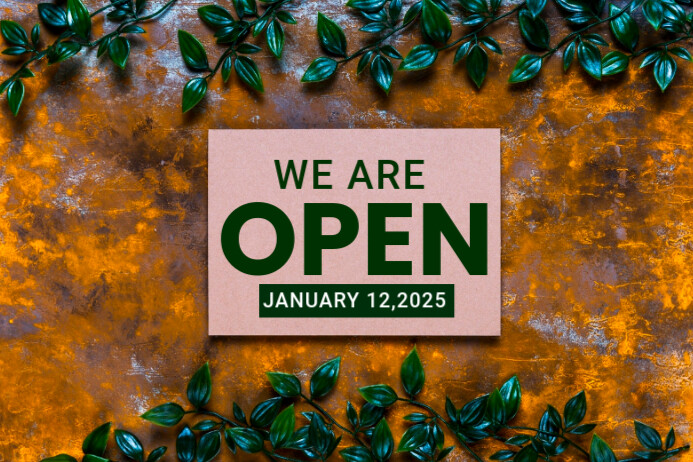 Orange Joyful We Are Open Label template
