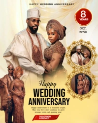 Orange Joyful Wedding Anniversary Flyer Design  Instagram Portrait template