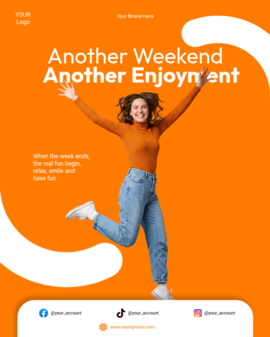 Orange joyful weekend enjoyment instagram portrait Template | PosterMyWall