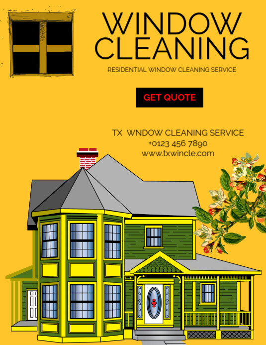 Orange Joyful Window Cleaning Flyer (us Letter) Template | PosterMyWall