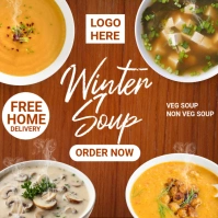 Orange Joyful Winter Soup Instagram Post Instagram-opslag template