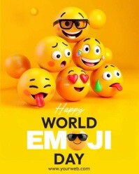 Orange Joyful World Emoji Day Instagram Portrait template