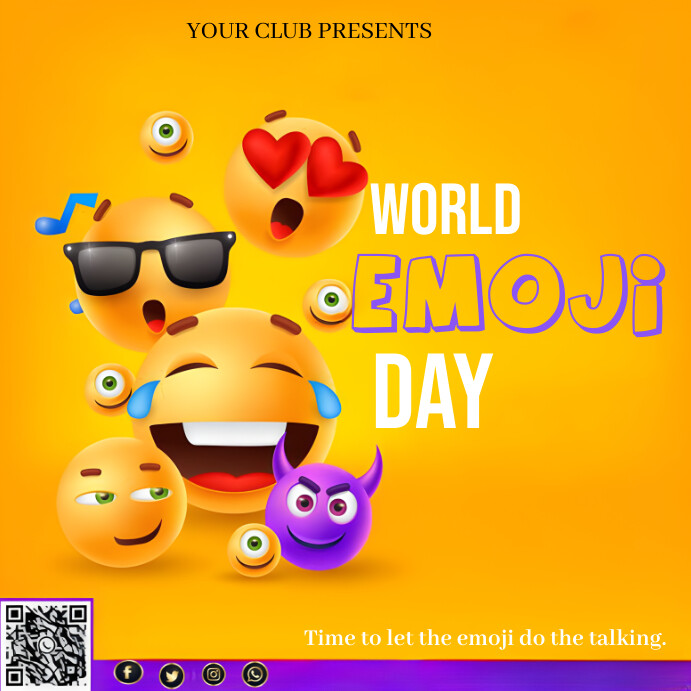 Orange Joyful World Emoji Day Instagram Post Template | PosterMyWall