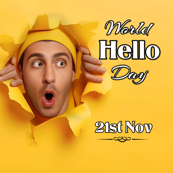 Copy of Orange Joyful World Hello Day Instagram Post | PosterMyWall