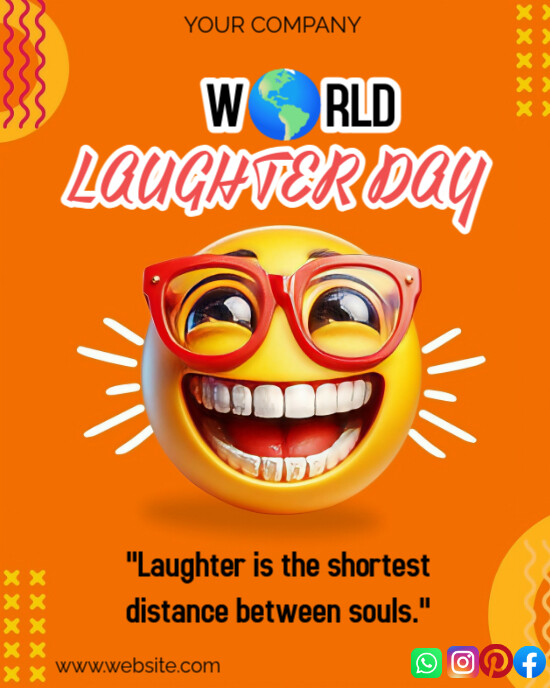 Orange Joyful World Laughter Day Ads Instagram Portrait template