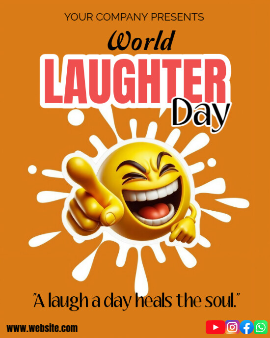 Orange Joyful World Laughter Day Ads Instagram Portrait template
