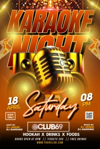 Orange Karaoke Night Party Flyer Poster template