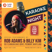 橙色 Karaoke Night Wpis na Instagrama Template