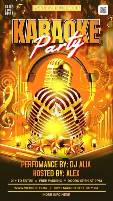 Orange Karaoke Video Ads Flyer Instagram Story template
