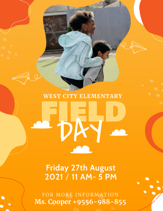 Orange Kids Field Day Flyer Template ใบปลิว (US Letter)