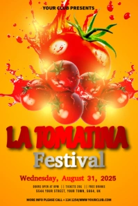 Orange La Tomatina Festival Flyer Poster template