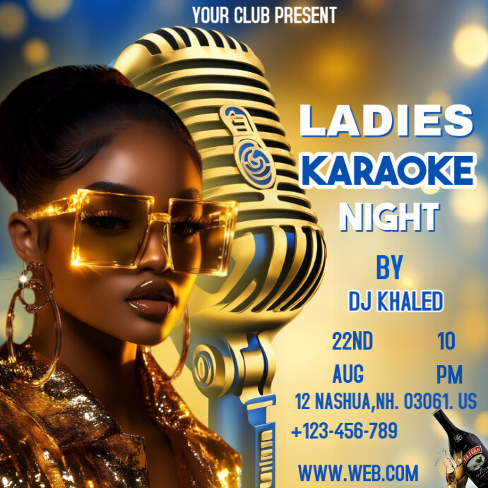 Orange Ladies Karaoke Night  Instagram Post template