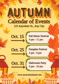 Orange List-based Autumn Calendar Of Events  A4 template
