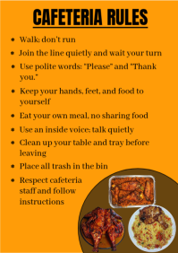 Orange Cafeteria Rules A4 Template
