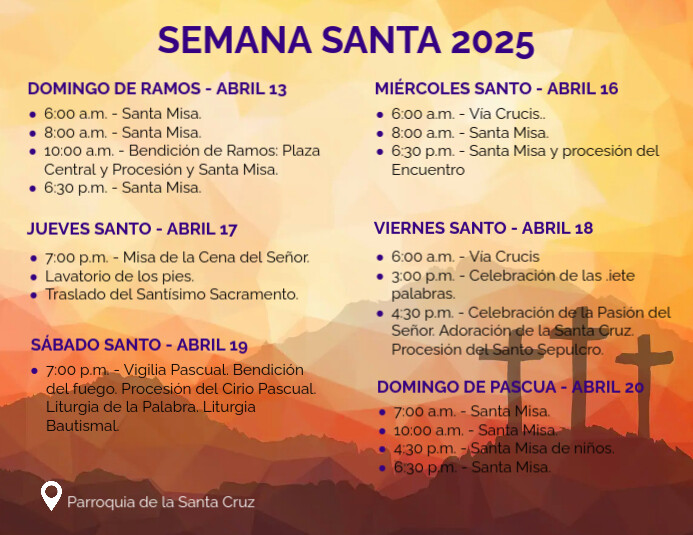 Orange List-based Calendario Semana Santa  Flyer (us Letter) Pamflet (VSA Brief) template