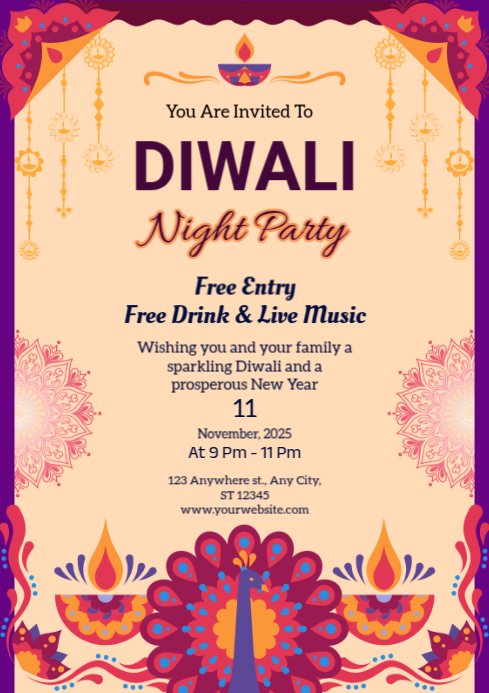 Orange List-based Diwali A4 template