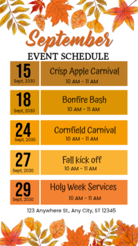 Оранжевый Fall Event Schedule Instagram na Kuwento Template