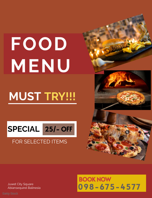 Orange List-based Food Menu Flyer (us Letter) template