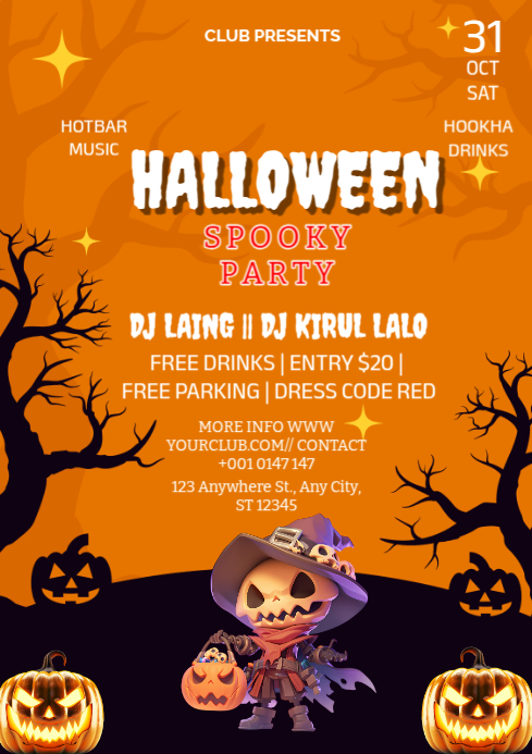 Orange Halloween Party A4 Template | PosterMyWall