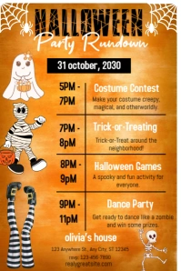 Orange List-based Halloween Party Rundown Events Poster Плакат template