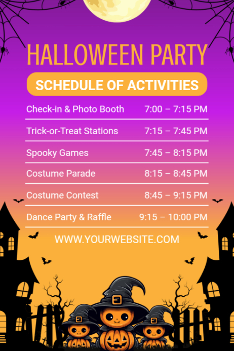 Orange List-based Halloween Party Schedule Poster template
